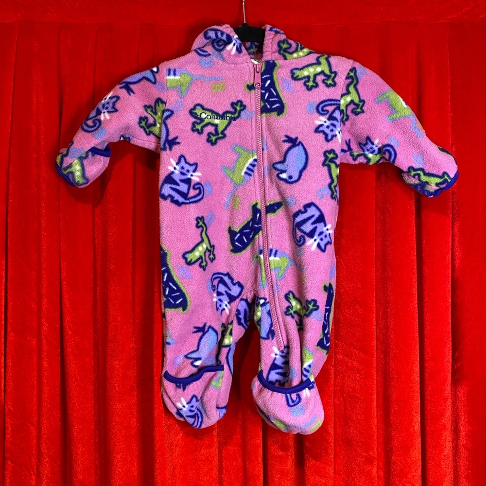 Rare animal fleece Columbia infant onesie